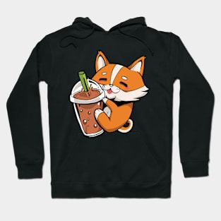 Cute Corgi Dog With Boba Tea Hoodie